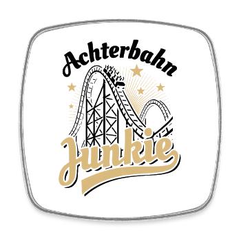 Achterbahn Junkie - Freizeitpark - Looping - Viereckiger Kühlschrankmagnet - Weiß - Vorne