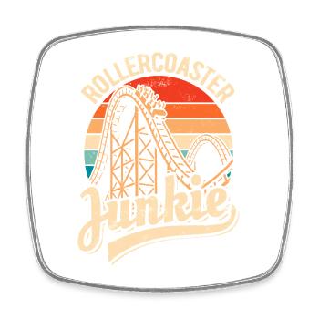 Rollercoaster Junkie - Achterbahn - Looping - Viereckiger Kühlschrankmagnet - Weiß - Vorne