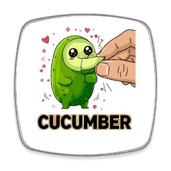 Cucumber Love Kawaii Manga Cucumber - Square fridge magnet - white - Front