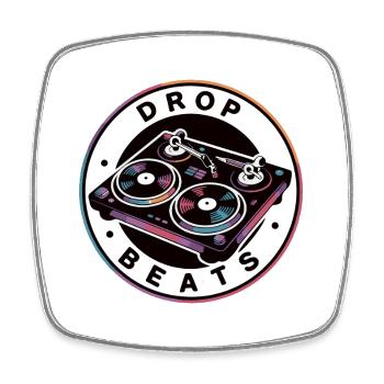 Drop Beat Plattenspieler Illustration - Viereckiger Kühlschrankmagnet - Weiß - Vorne