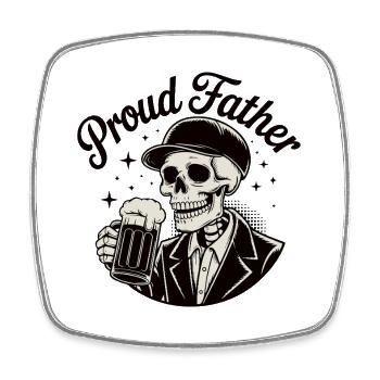 T-shirt « Père Crâne » - Magnet carré - blanc - Devant