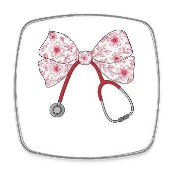 Krankenschwester, Stethoskop, Schleife - Viereckiger Kühlschrankmagnet - Weiß - Vorne