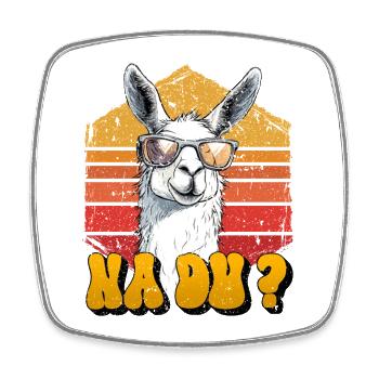 Alpaka Fan NA DU? Retro Lama Lustiges - Viereckiger Kühlschrankmagnet - Weiß - Vorne