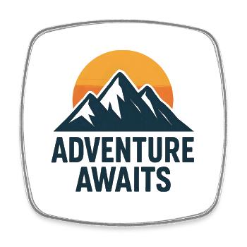  Adventure Awaits – Minimalistische Berge - Viereckiger Kühlschrankmagnet - Weiß - Vorne
