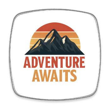  Adventure Awaits – Minimalistische Berge - Viereckiger Kühlschrankmagnet - Weiß - Vorne