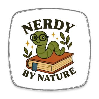 Funny bookworm - Square fridge magnet - white - Front