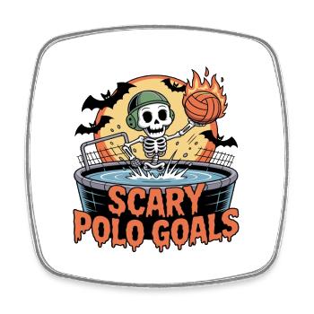Squelette effrayant d'un joueur de water-polo pour Halloween - Magnet carré - blanc - Devant