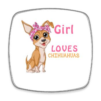Nur ein Mädchen, das Chihuahua liebt - Viereckiger Kühlschrankmagnet - Weiß - Vorne