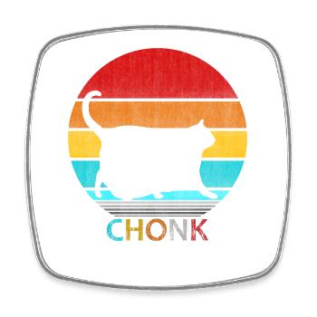 Sunset Chonk Cat – Süße fette Katze Liebhaber T-Shirt - Viereckiger Kühlschrankmagnet - Weiß - Vorne