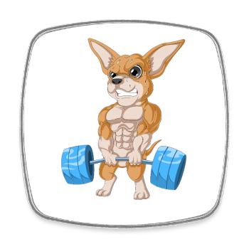 Chihuahua Weightlifting - Square fridge magnet - white - Front