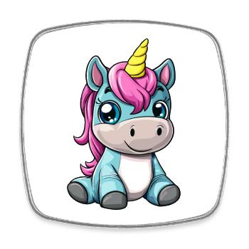 Süßer Baby-Einhorn-Charakter - Viereckiger Kühlschrankmagnet - Weiß - Vorne