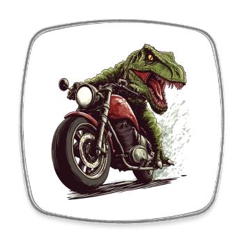 Crocodile on Motorcycle Action Design - Square fridge magnet - white - Front