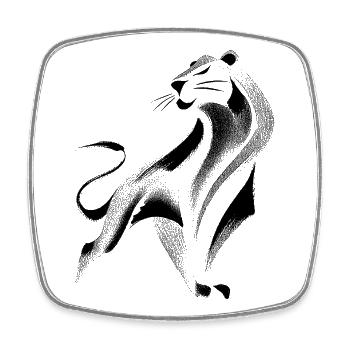 Lion abstrait - Magnet carré - blanc - Devant