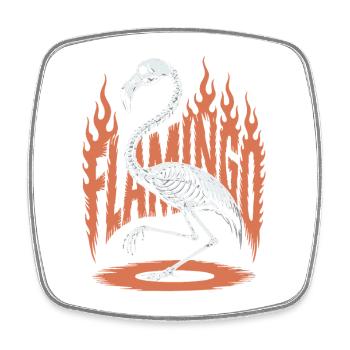 Flamingo Flames Skeleton Halloween - Square fridge magnet - white - Front