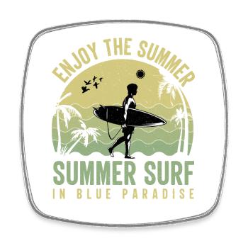 Summer Surfers in Blue Paradise - Square fridge magnet - white - Front