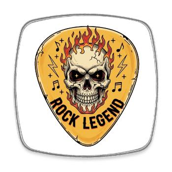 Rock Legend Skull with Flames - Square fridge magnet - white - Front