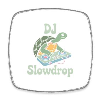 DJ Slowdrop Turtle At the Mixer Rave Vibes - Square fridge magnet - white - Front