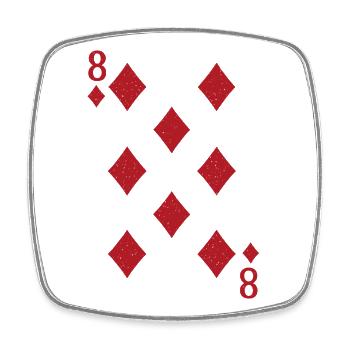 Motif de carte 8 motif à carreaux sur les vêtements - Magnet carré - blanc - Devant