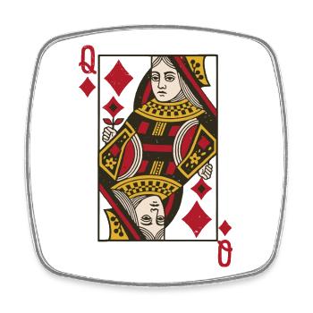 Dame Karo Doppelkopf Romme  - Viereckiger Kühlschrankmagnet - Weiß - Vorne
