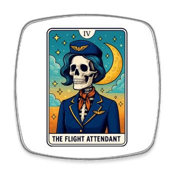 Conception de Tarot du Pilote Crâne - Magnet carré - blanc - Devant