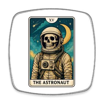 Astronaut mit Totenkopf und Sternenhimmel - Viereckiger Kühlschrankmagnet - Weiß - Vorne