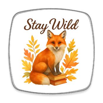  Stay Wild – Herbstlicher Fuchs - Viereckiger Kühlschrankmagnet - Weiß - Vorne