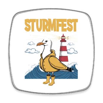 Lighthouse Melody with Seagull - Square fridge magnet - white - Front