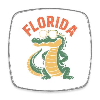 Florida Alligator - Square fridge magnet - white - Front