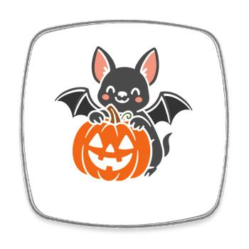 Cute Halloween snack mouse with pumpkin - Square fridge magnet - white - Front