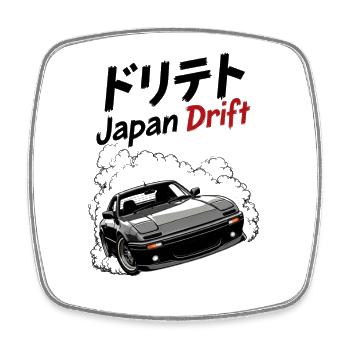 Japan Drift Car Illustration - Square fridge magnet - white - Front