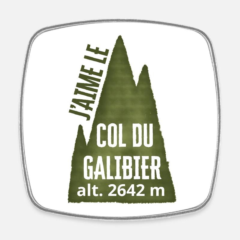 Col du Galibier Alt 2642 m - Magnet carré - blanc