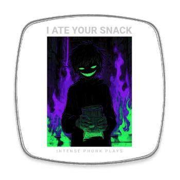 Vaporwave Phonk Anime Horror Snack Creepy Grin - Viereckiger Kühlschrankmagnet - Weiß - Vorne