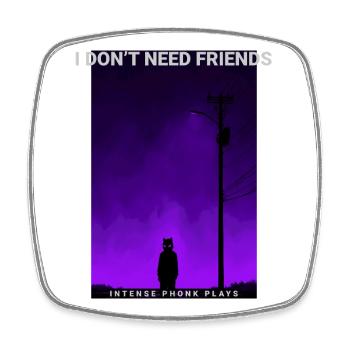 Je n'ai pas besoin d'amis Dark Phonk Lofi Grunge Edgy - Magnet carré - blanc - Devant