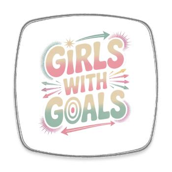  Girls with Goals Women Empowerment Women's - Viereckiger Kühlschrankmagnet - Weiß - Vorne