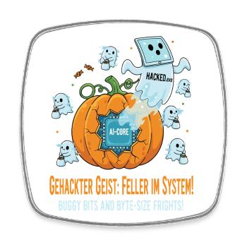Hacked Ghost: Feller in the System ! - Square fridge magnet - white - Front