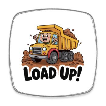 Construction Dump Truck Cartoon Design - Square fridge magnet - white - Front
