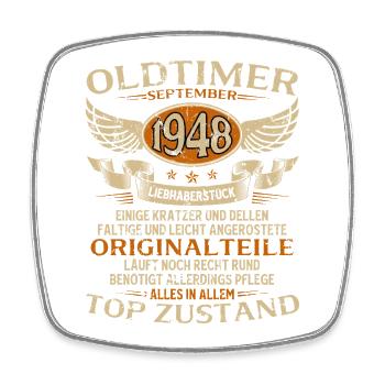 77th birthday gift vintage car September 1948 - Square fridge magnet - white - Front