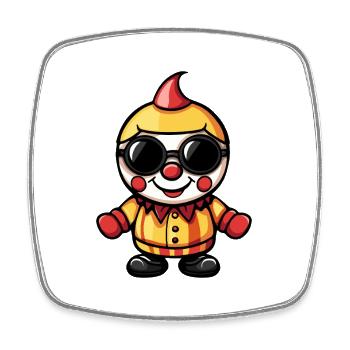 Karikatur Clown mit Sonnenbrille - Viereckiger Kühlschrankmagnet - Weiß - Vorne