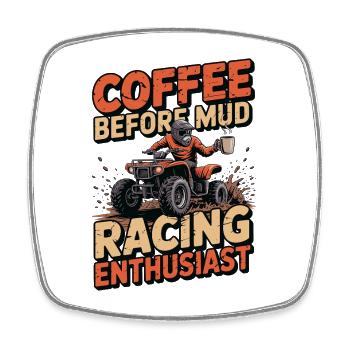 Passionné de courses de boue, amateur de café et de boue - Magnet carré - blanc - Devant
