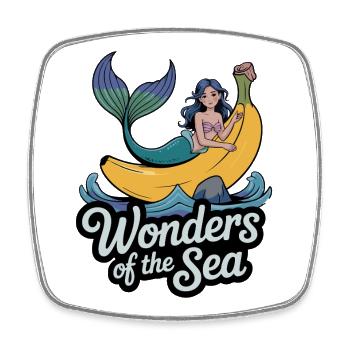 Illustration d'une aventure en mer avec une sirène et une banane - Magnet carré - blanc - Devant