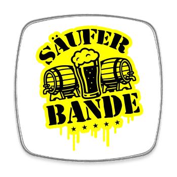Säufer Bande Bier - Viereckiger Kühlschrankmagnet - Weiß - Vorne