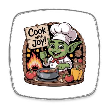 Skurrile Kobold-Koch-Illustration - Viereckiger Kühlschrankmagnet - Weiß - Vorne