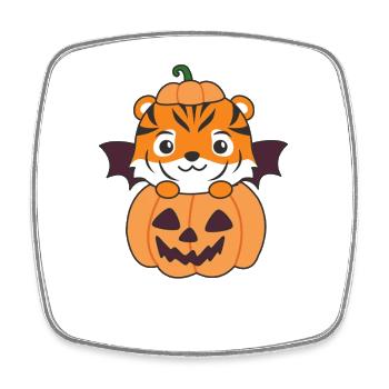 Tiger Happy Halloween Kürbis Fledermaus Kostüm - Viereckiger Kühlschrankmagnet - Weiß - Vorne