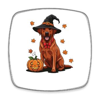 Halloween- Labrador  mit Hexenhut - Viereckiger Kühlschrankmagnet - Weiß - Vorne
