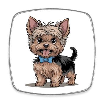 Niedlicher Yorkshire Terrier Mit Schleife - Viereckiger Kühlschrankmagnet - Weiß - Vorne