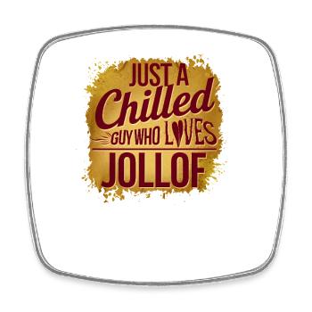 Relaxed Guy Who Loves Jollof, Funny African Food  - Square fridge magnet - white - Front