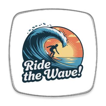 Sunset Surfing Wave Design - Square fridge magnet - white - Front