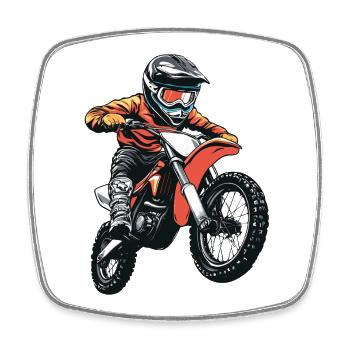 Motocross - Magnet carré - blanc - Devant
