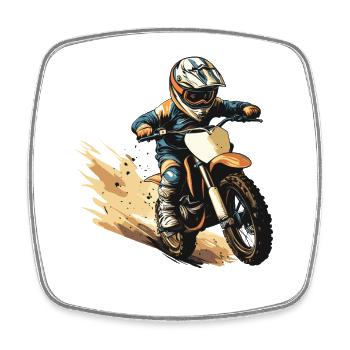 Adrenalinischer Motocross-Helden-Druck - Viereckiger Kühlschrankmagnet - Weiß - Vorne