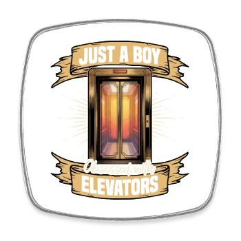 Elevator toddler & kids - Square fridge magnet - white - Front